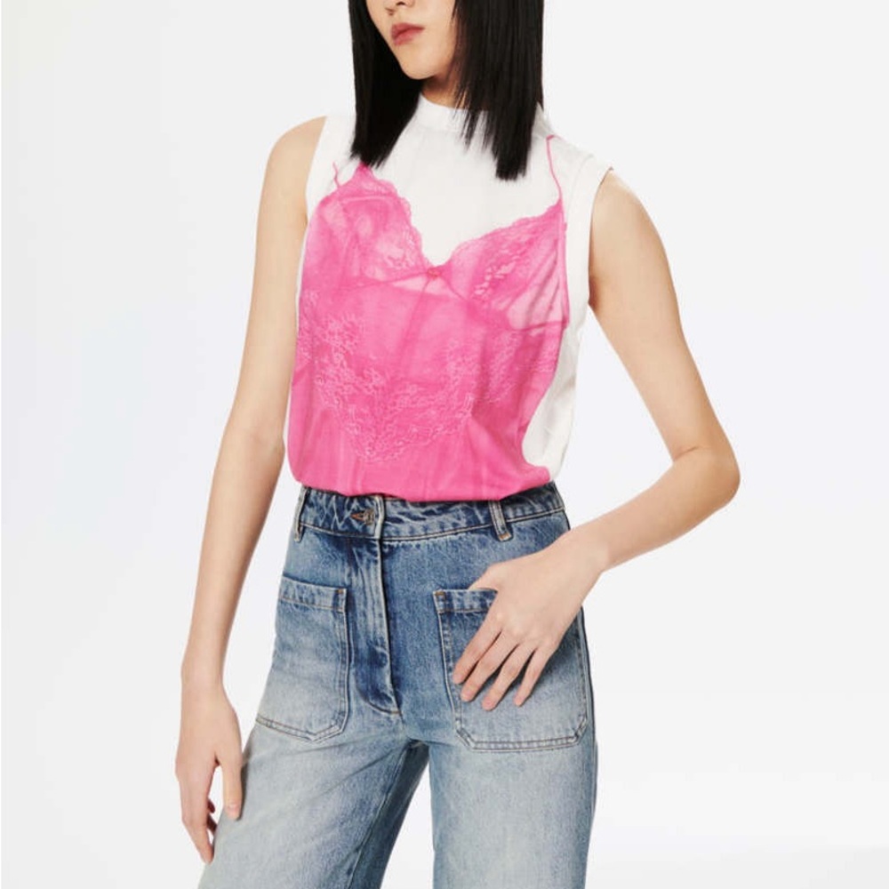 Victoria Beckham Printed Sleeveless T-Shirt Size L